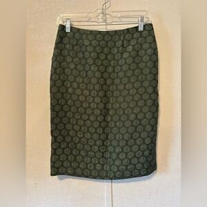 Maeve Anthropologie Goban green jacquard polka dot pencil skirt 0